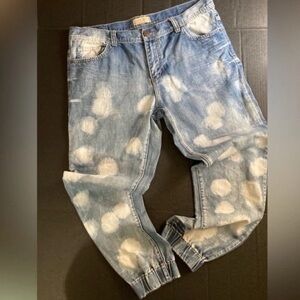 Casual Men's Light Blue Patterned Jeans